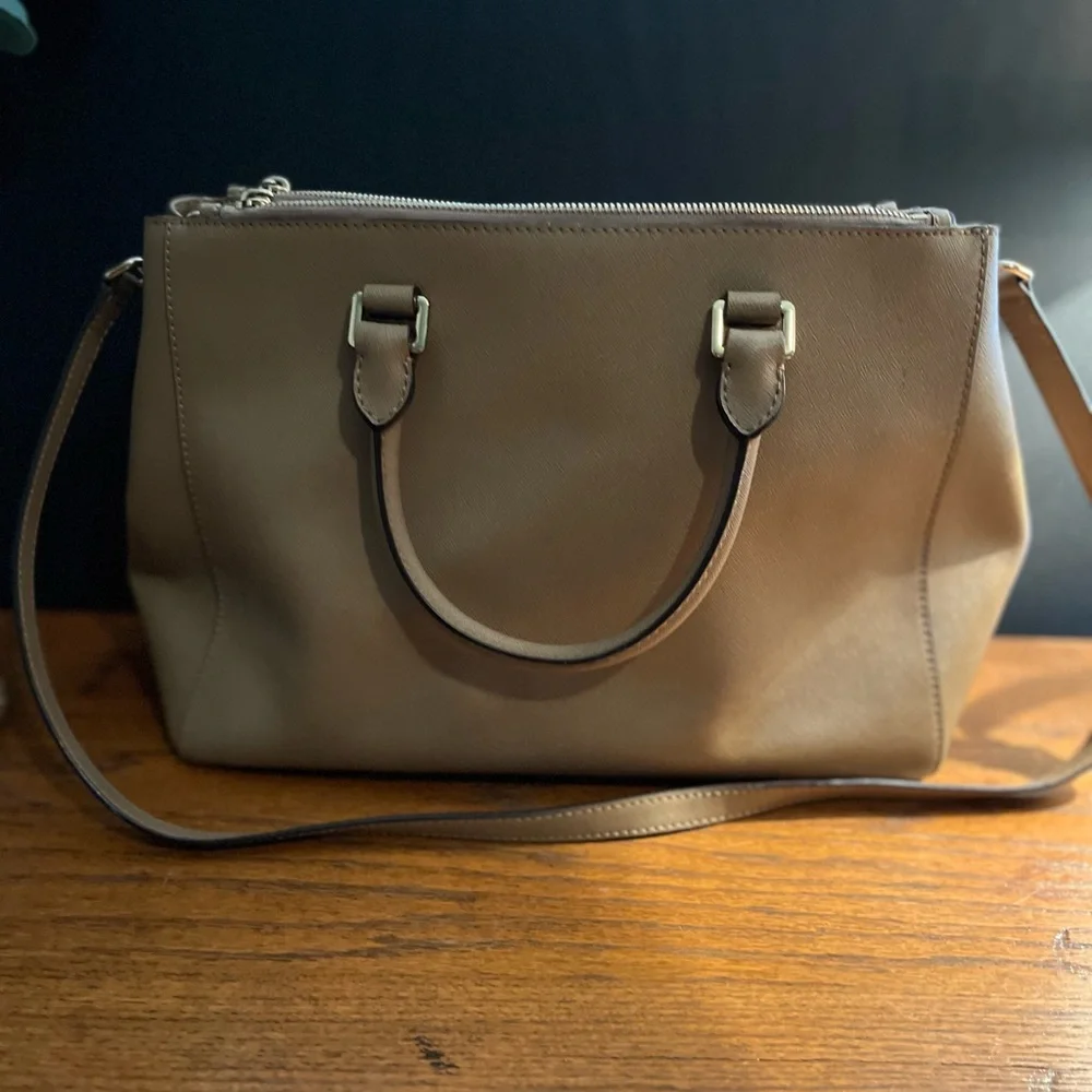 Michael Kors Tan Satchel with Dual Handles and Adjustable Strap - Picture 3 of 9